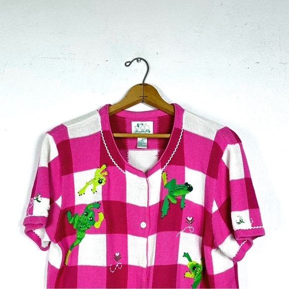 Frog Lovers! The Quaker Factory SS SWEATER 1X - Picture 2 of 4